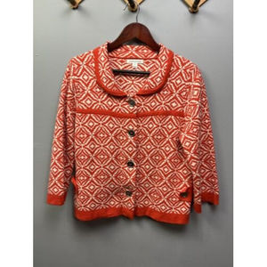 Geometric Patterned Orange Sweater